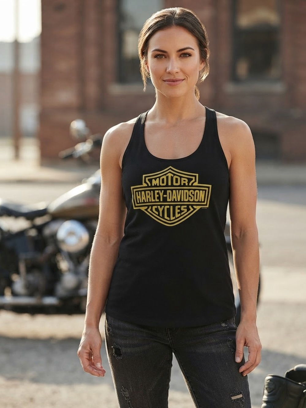 Harley-Davidson Black Tank with Gold Shield Logo